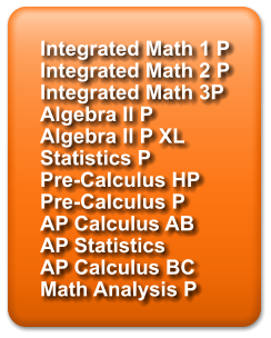 Integrated Math 1 P Integrated Math 2 P Integrated Math 3P Algebra II P Algebra II P XL Statistics P Pre-Calculus HP Pre-Calculus P AP Calculus AB AP Statistics AP Calculus BC Math Analysis P